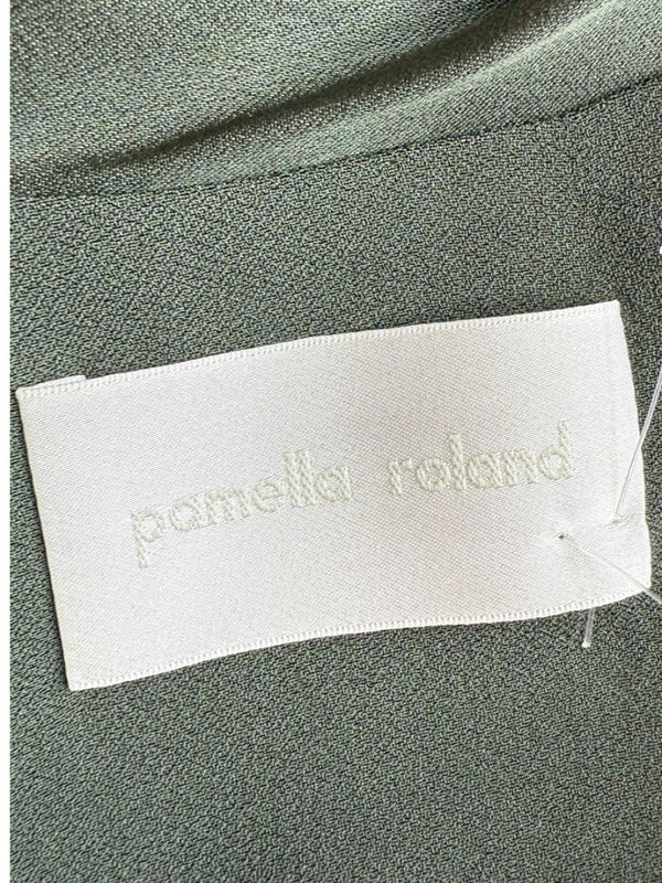 Pamella Roland Sage Green Tie-Neck Blouse – Large