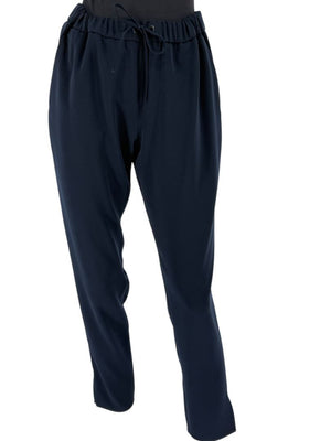 Akris Punto Navy Elastic Waist Trousers with Ankle Slit – Size US 8