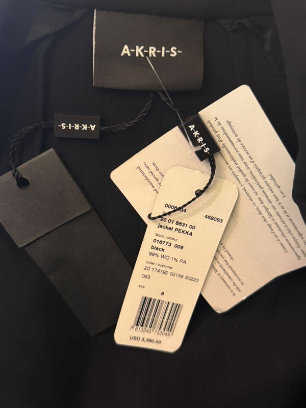 Akris Black Wool Blend Blazer with Sequin Trim - Size US 8