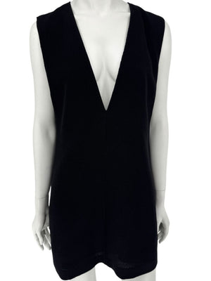 Lida Baday Black Wool Deep-V Mini Dress – Size 12