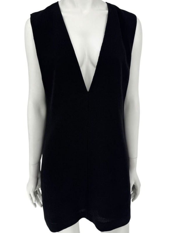 Lida Baday Black Wool Deep-V Mini Dress – Size 12