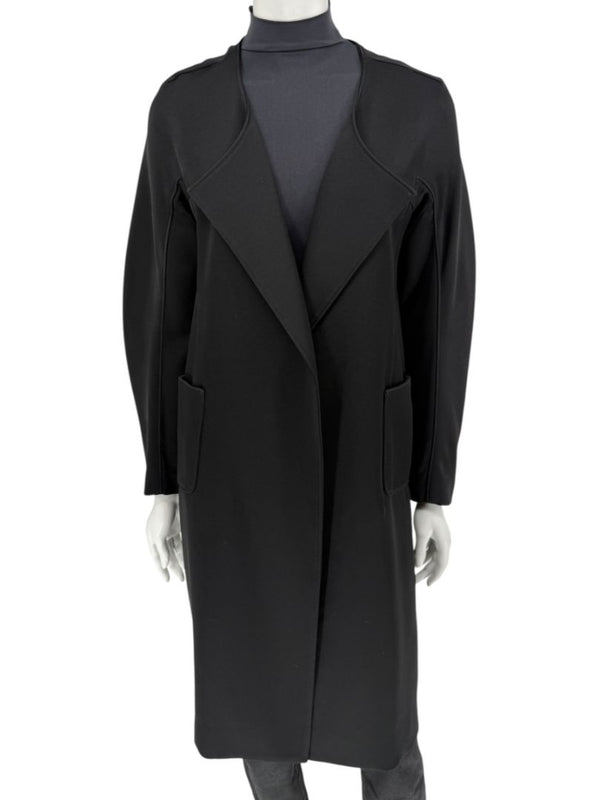 Pamella Roland Black Open-Front Longline Coat – Large