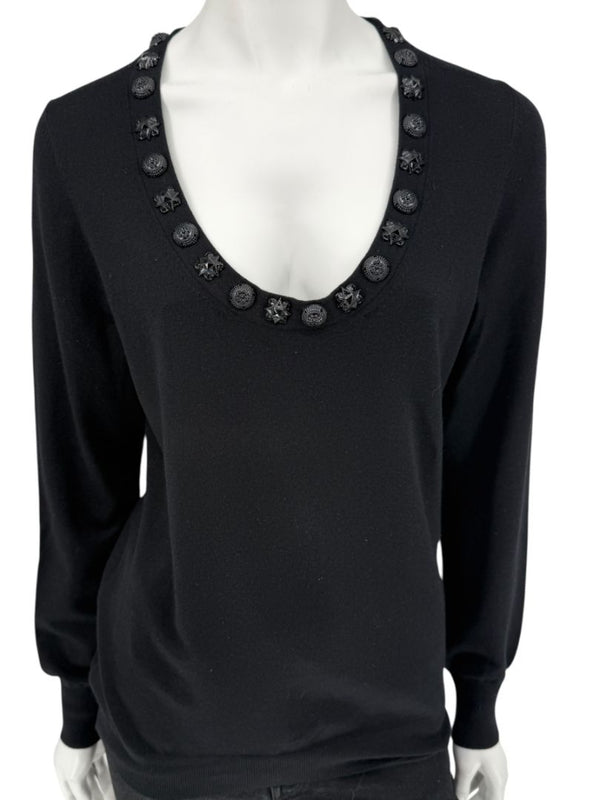 Burberry London Black Embellished Silk-Blend Sweater – Size L