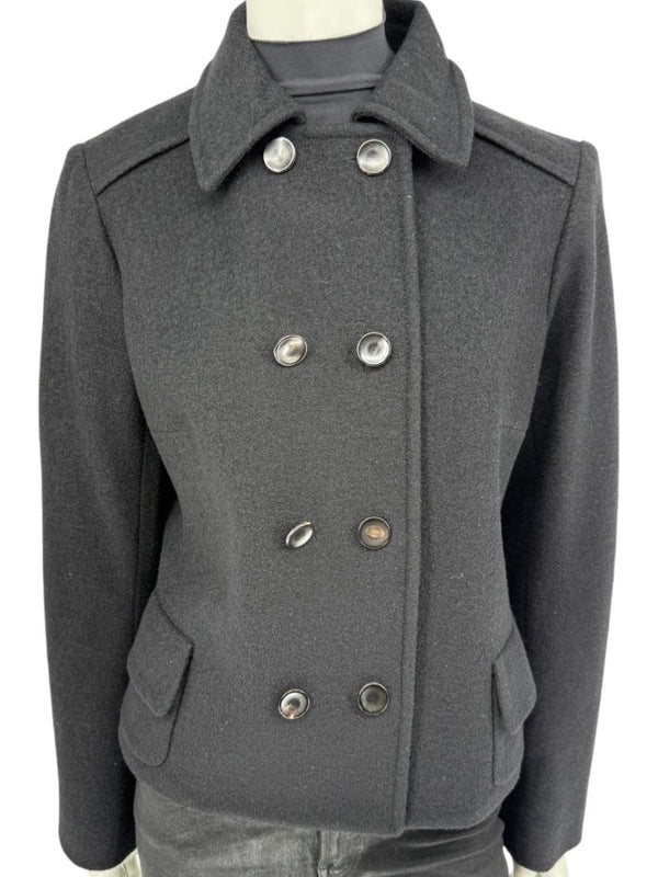 Lida Baday Black Wool Cropped Peacoat – Size 12