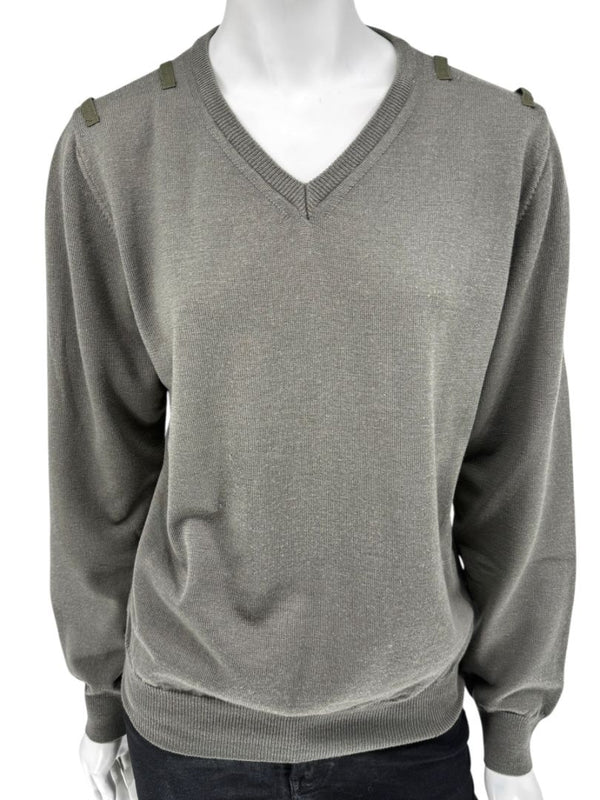 Burberry London Sage Green Merino Wool Military Sweater – Mens Size S