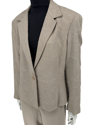 Oscar by Oscar de la Renta Taupe Embroidered Pantsuit – Size 14