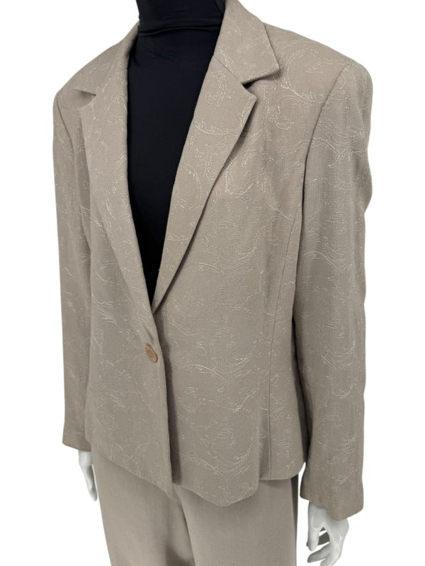 Oscar by Oscar de la Renta Taupe Embroidered Pantsuit – Size 14