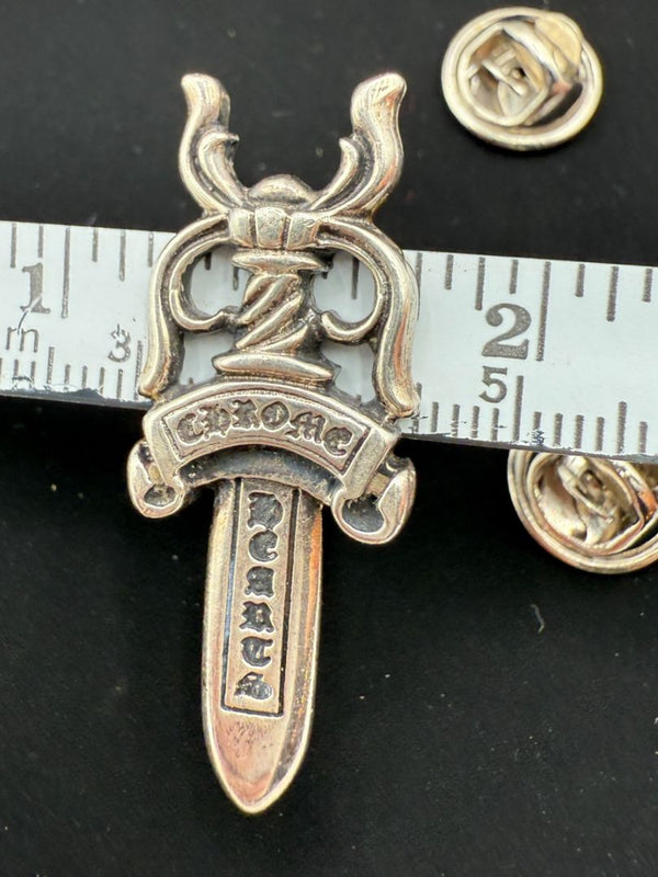 Chrome Hearts Dagger Pin – Sterling Silver – 1.6” x 0.6”