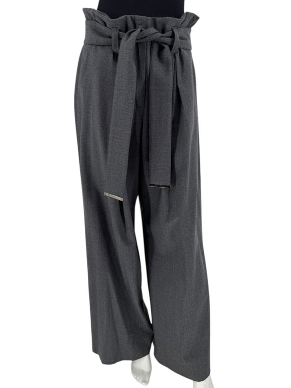 Armani Collezioni Gray High-Waisted Belted Wide-Leg Trousers – Size 10