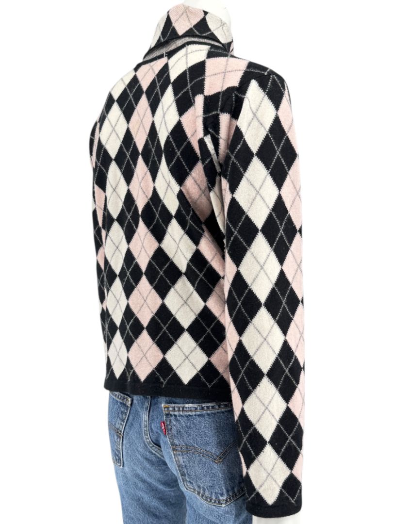 Pringle of Scotland 100% Cashmere Argyle Turtleneck Sweater – Size XL