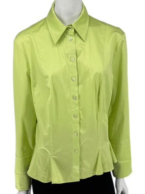 Escada Lime Green Cotton Blend Tailored Blouse – Size 42