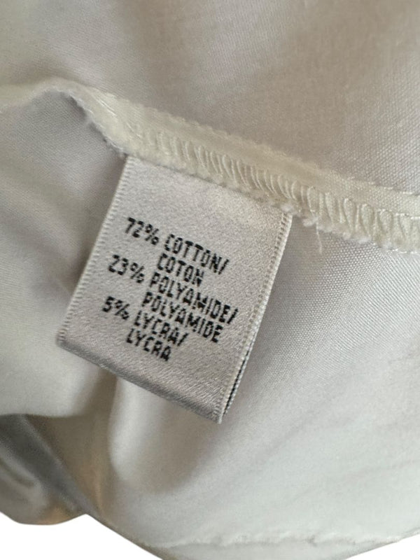 Lafayette 148 New York Ivory Cotton Blend Ruffle-Collar Blouse – Size 12