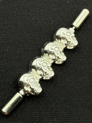 Unbranded Silver-Tone Four-Skull Tie Bar / Brooch – Excellent Preowned Condition