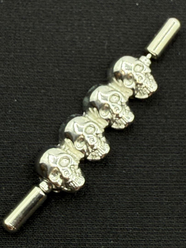 Unbranded Silver-Tone Four-Skull Tie Bar / Brooch – Excellent Preowned Condition