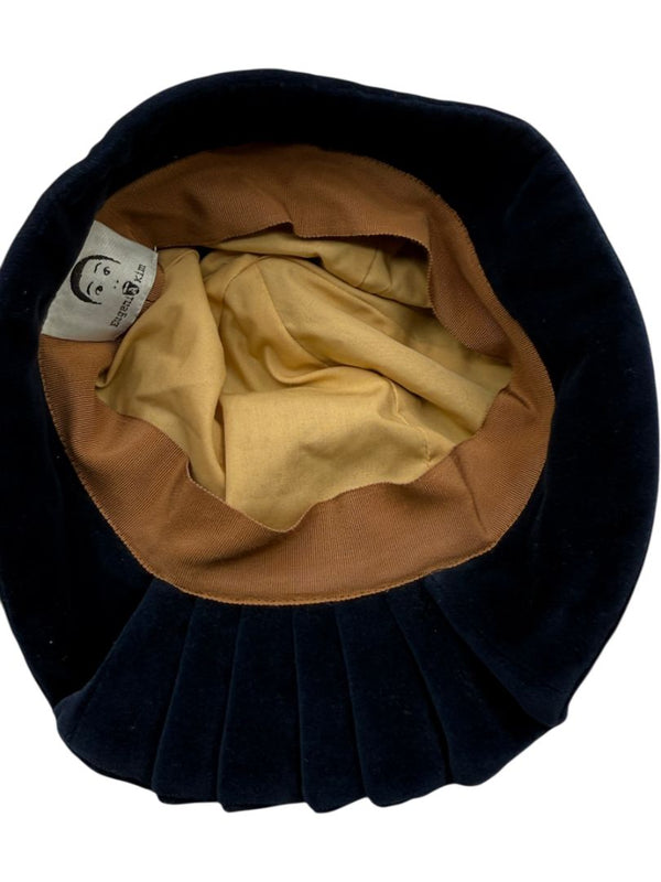 Eugenia Kim Blue Velvet Rosette Cloche-Style Hat