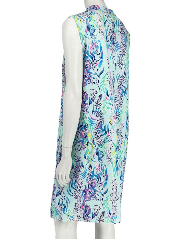 Lilly Pulitzer Aqua Multicolor Sleeveless Printed Shift Dress – Size XL