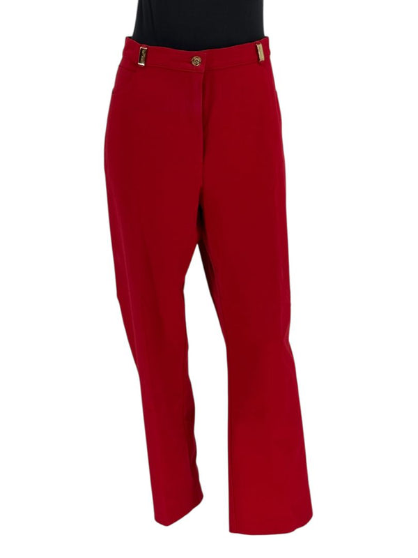 St. John Red Stretch Denim Straight-Leg Jeans – Size 16