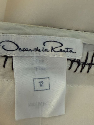 Oscar de la Renta Ivory Sheer Ruffled Blouse – Size 12