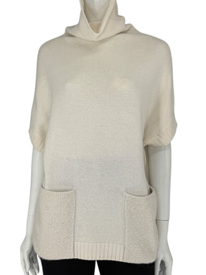 Loro Piana Ivory Cashmere & Silk Cowl-Neck Sweater – Size 44