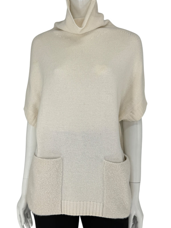 Loro Piana Ivory Cashmere & Silk Cowl-Neck Sweater – Size 44