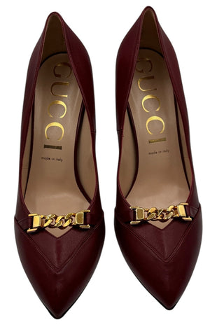 Gucci Sylvie Chain Leather Pumps - Size 42- NWT