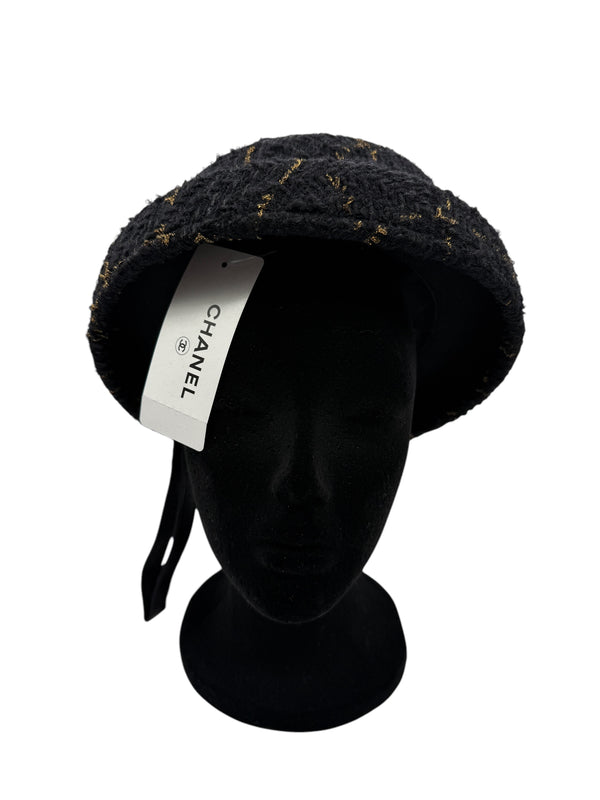 Chanel F/W 2016 Black/Gold Tweed Hat - NEW IN BOX w/Tags