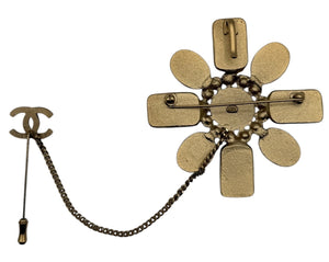 Chanel 2002 Gold, Yellow & Bronze Gripoix CC Brooch/Pin