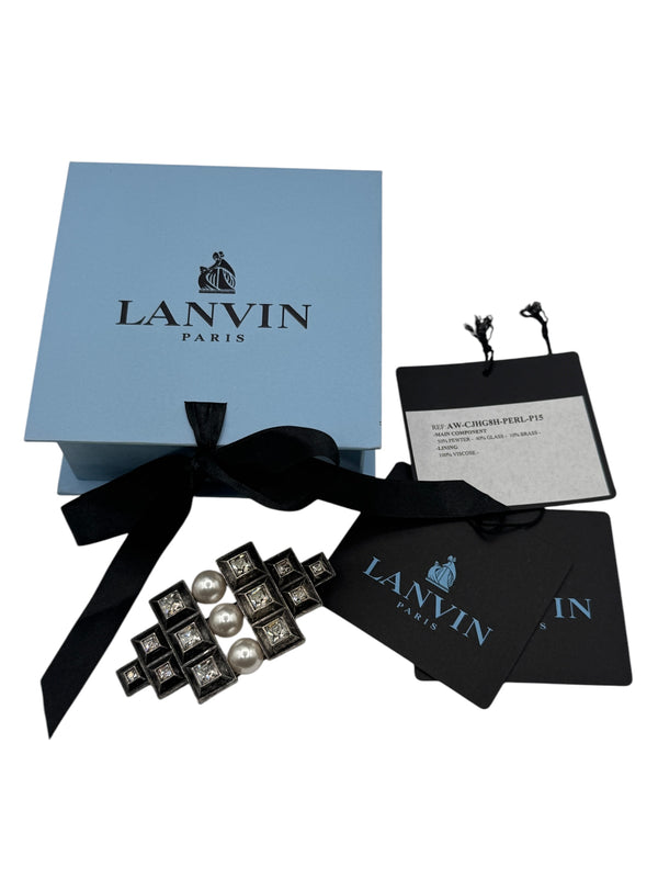 Lanvin Pearl and Crystal Brooch NIB