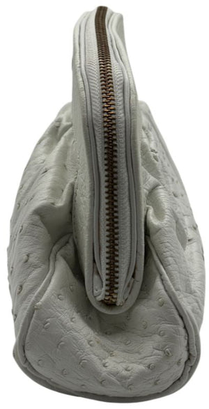 Diego Rocha White Ostrich Leather Clutch – Very Good Preowned Condition