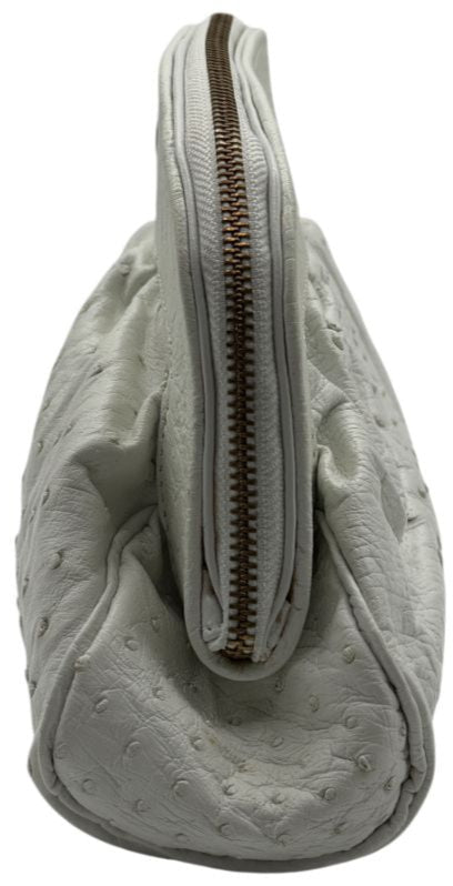 Diego Rocha White Ostrich Leather Clutch – Very Good Preowned Condition