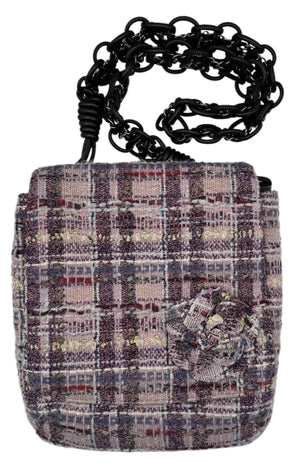 Chanel Lavender Tweed Camellia Large Flap Messenger Bag