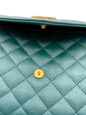 Saint Laurent Envelope Triquilt Small Shoulder Bag in Grained Leather