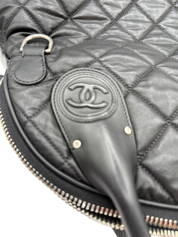 Chanel Black Quilted Coated Canvas Vertical Sport Weekender Bag