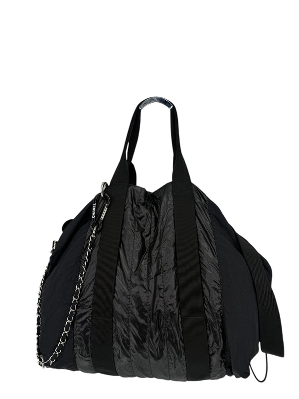 Chanel Black Slouchy Nylon Tote bag with Chain *Brand New*