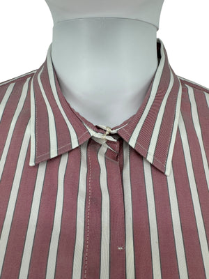Brunello Cucinelli Silk NWT Striped Button-Up Shirt - Size L
