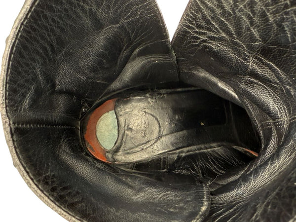 Chanel Black Leather Ankle Boots with Distressed Logo Heel – Size 40 (US 10)