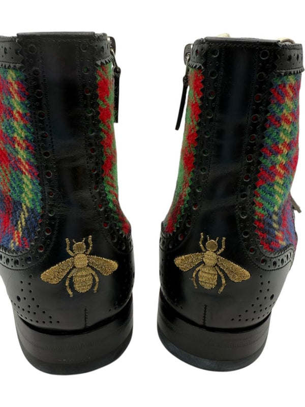 Gucci Tartan Wool & Leather Buckle Combat Boots – Men’s Size 6 (EU 39)