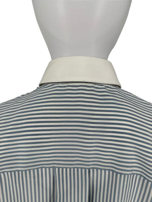 Brunello Cucinelli Striped Silk Shirt with Contrast Collar – Size M