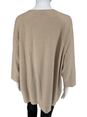 Brunello Cucinelli Beige Cashmere Blend Dolman Sleeve Sweater – Size L