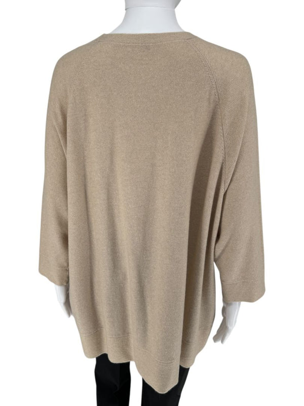 Brunello Cucinelli Beige Cashmere Blend Dolman Sleeve Sweater – Size L