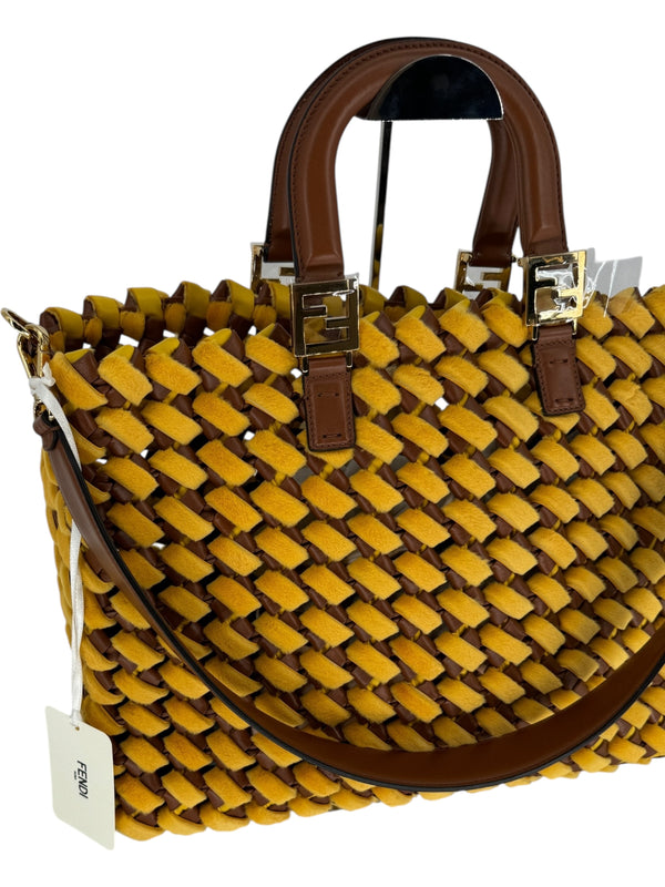Fendi Spring 2020 Peekaboo Woven Mink & Leather Runway Tote – Brand New with Tags
