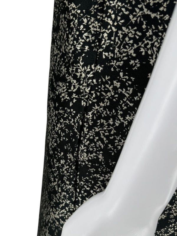 Pamella Roland Metallic Jacquard Sleeveless Dress with Beaded Neckline