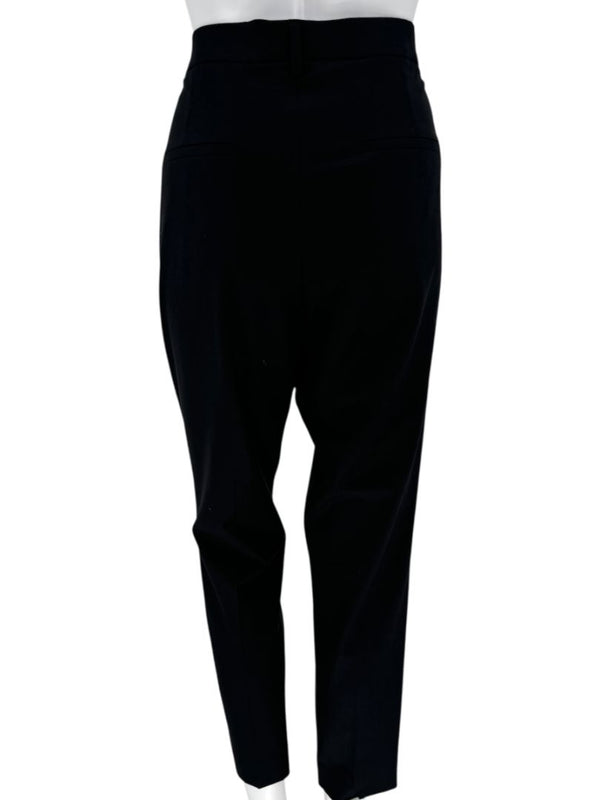 Brunello Cucinelli Black Tapered Trousers with Monili Bead Belt - Size 8