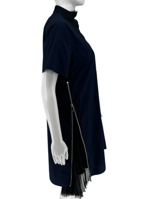 Sacai Pleated Insert Zip Shirt Dress - Size 2