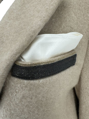 Brunello Cucinelli Ivory Wool-Cashmere Coat with Monili Detail - Size 8