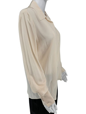 The Row Ivory Silk Button-Down Blouse - Size 6