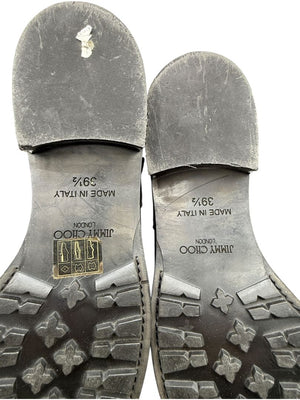 Jimmy Choo Black Suede Buckle Boots with Crystal Heels – Size 39.5