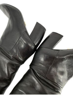 Prada Black Leather Knee-High Boots – Size 39.5