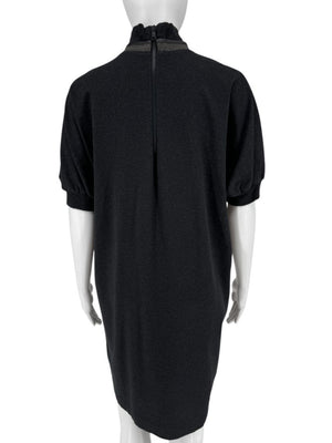 Brunello Cucinelli Charcoal Puff-Sleeve Tunic with Monili Trim – Size Large