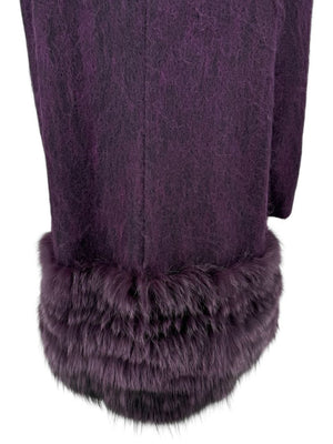 Pamella Roland Purple Alpaca & Fur Trim Coat – Size L